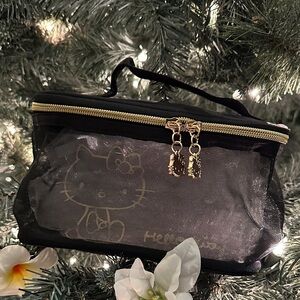 Hello Kitty Black and Gold Cosmetic Mesh Bag